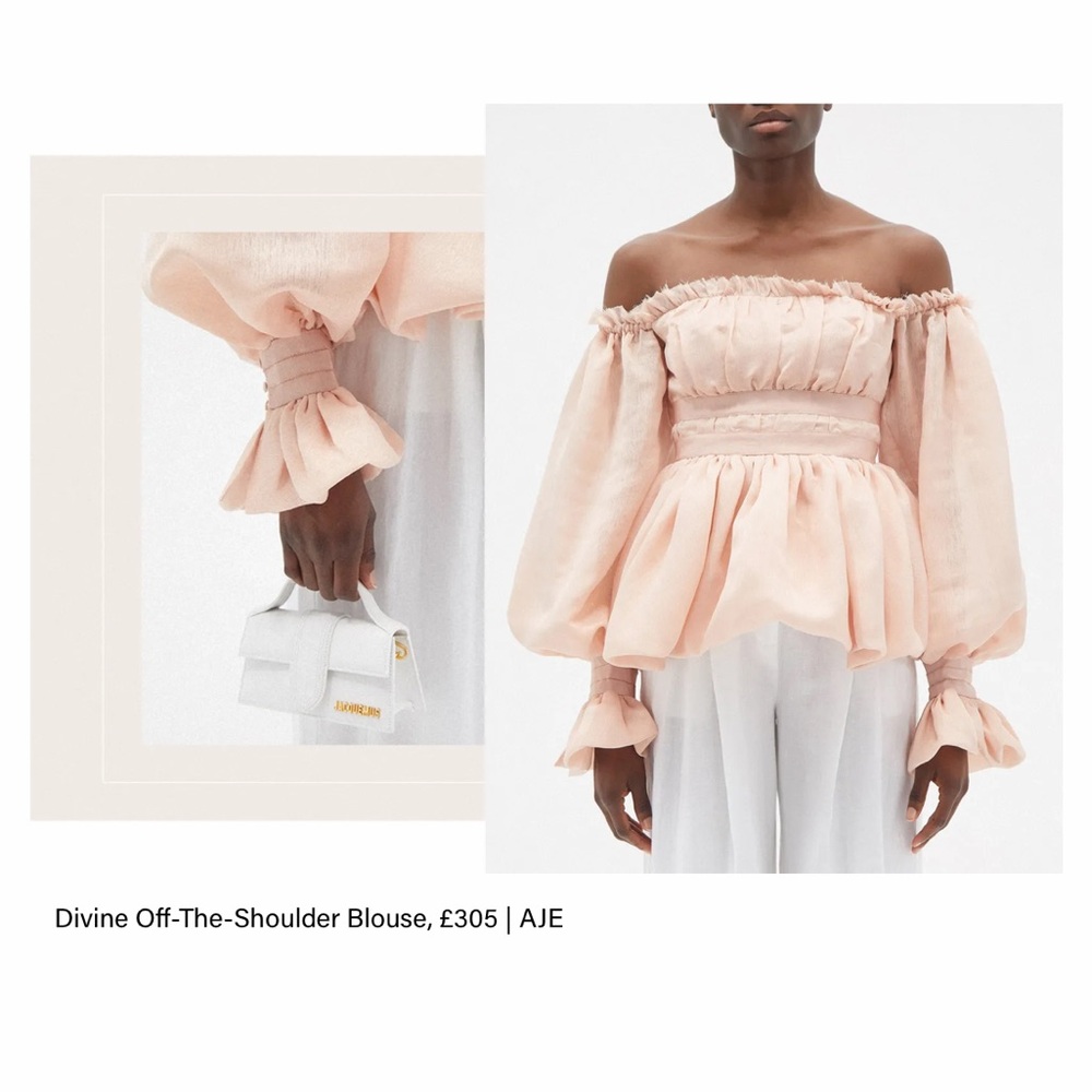 AJE Divine Off-The-Shoulder Blush Pink Blouse